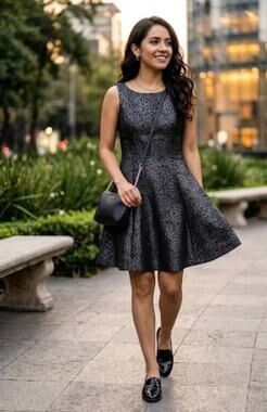 Donna Morgan Black Metallic Animal Print Sleeveless Dress Size 8